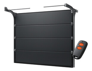 Automatic sectional garage door with a remote control system, convenient for suburban homes with attached garages.