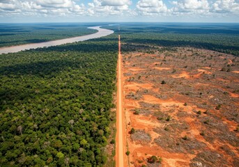Deforestation in the amazon rainforest showing environmental destruction and climate change