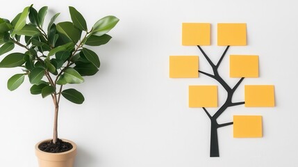 Minimalist flowchart on digital tablet, business planning and concept visualization