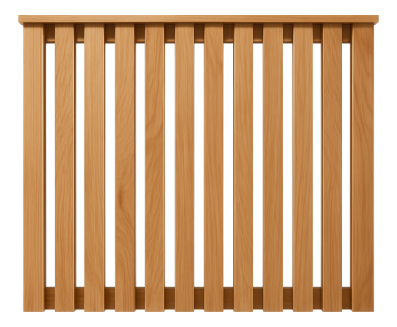 Simple wooden panel fence with a natural finish for a minimalist apartment balcony, offering privacy without being overpowering.