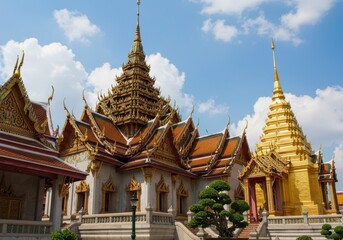 Fototapeta premium Ornate buddhist temple architecture in thailand