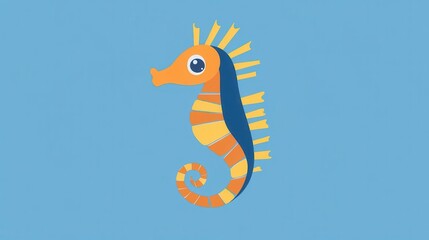 Obraz premium Cute seahorse illustration on a light blue background.