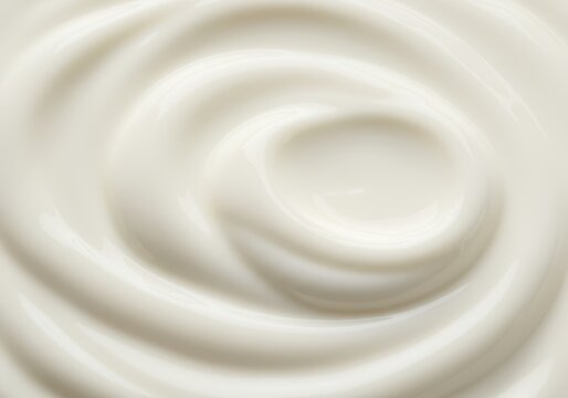 Creamy white yogurt swirls in a smooth and textured pattern