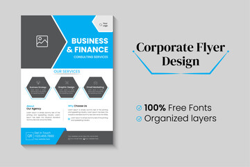Modern corporate flyer layout with creative shapes vector