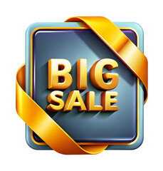3d illustration rendering of isolated transparent word text big sale shopping bags icon