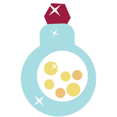 Enchantress or witch potion bottle vector illustration. Cartoon witchcraft drink. Isolated fantasy sorceress or fairy treat with bubbles in sparkling glass on white background