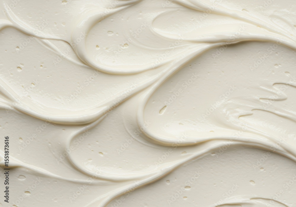 Poster close up of smooth white cream texture background with swirling patterns