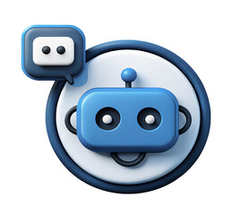 3d illustration rendering of isolated transparent chatbot with bubble speech icon