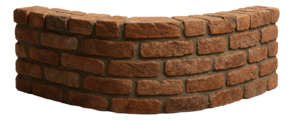 Low brick fence with a rustic finish, suitable for marking boundaries in a rural farmhouse.