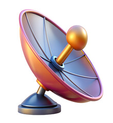 3d illustration rendering of isolated transparent Satellite dish with signal arc icon