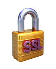 3d illustration rendering of isolated transparent SSL secure padlock icon