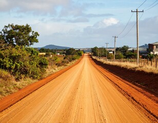Rural dusty road crossing arid village in Brazilian sertão
