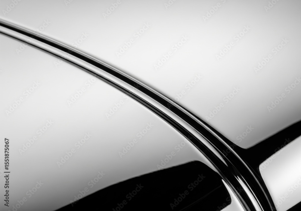 Poster dynamic chrome reflections. this abstract shot captures a lustrous, curved surface. its sleek lines 