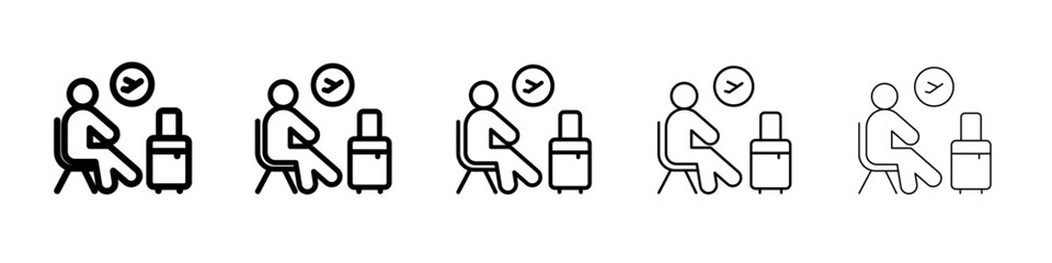 Traveler sitting in the airport lounge icon simple illustration logo art