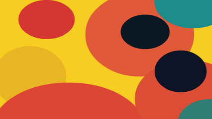  Abstract Colorful Circles on Yellow Background.