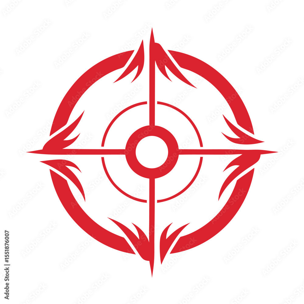 Poster red abstract geometric target symbol with sharp edges on white background vector