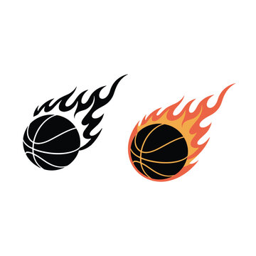 Flaming Basketball Icon in Motion &ndash; Sports Fireball Vector Illustration