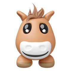 3d cute horse head icon with foot isolated. mascot, icon, character, logo cartoon style, 3d render illustration