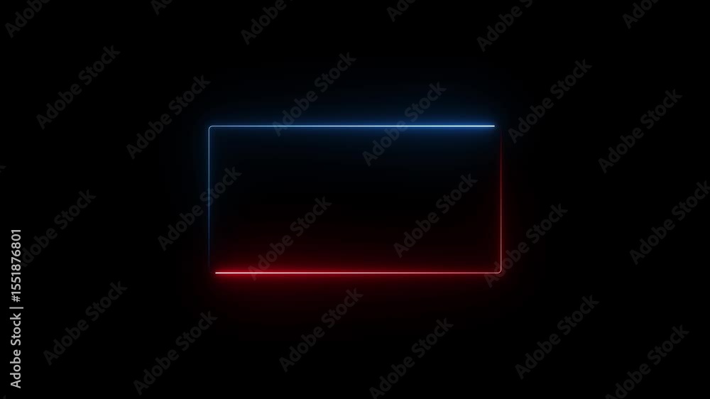 Poster rectangle neon. rounded rectangle photo frame with four tone neon color and illustrated black backgr