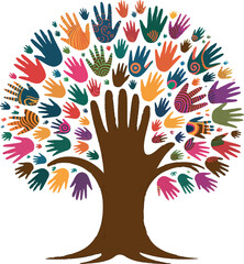 A Colorful Tree of Hands A Symbol of Unity Diversity and Community Supporting one another for a Better World Together