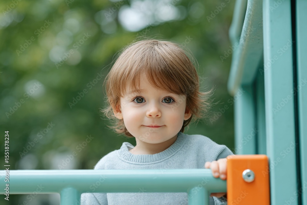 Poster child using adaptive playground slide with supportive structure