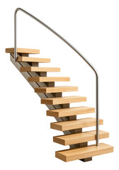 Wooden staircase with an open riser design for a contemporary beach house.