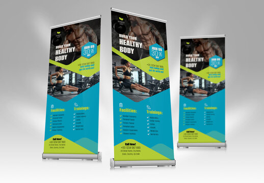 Fitness Gym Trainer Roll-up Banner