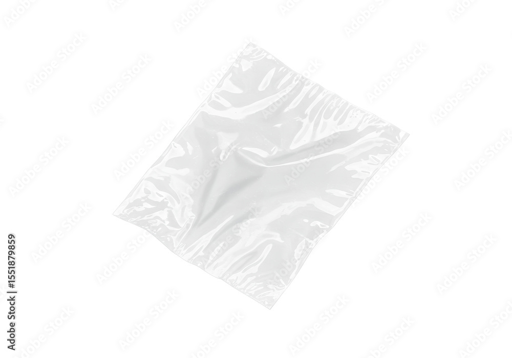 Poster close-up of pristine transparent plastic wrap with delicate creases and defined specular highlights,