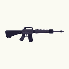 Assault Rifle Weapon Military Gun Flat Illustration Graphic Design