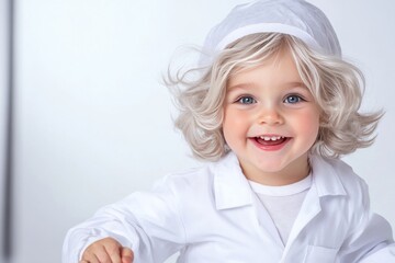 A child dressed in a white doctor's suit. Generative AI