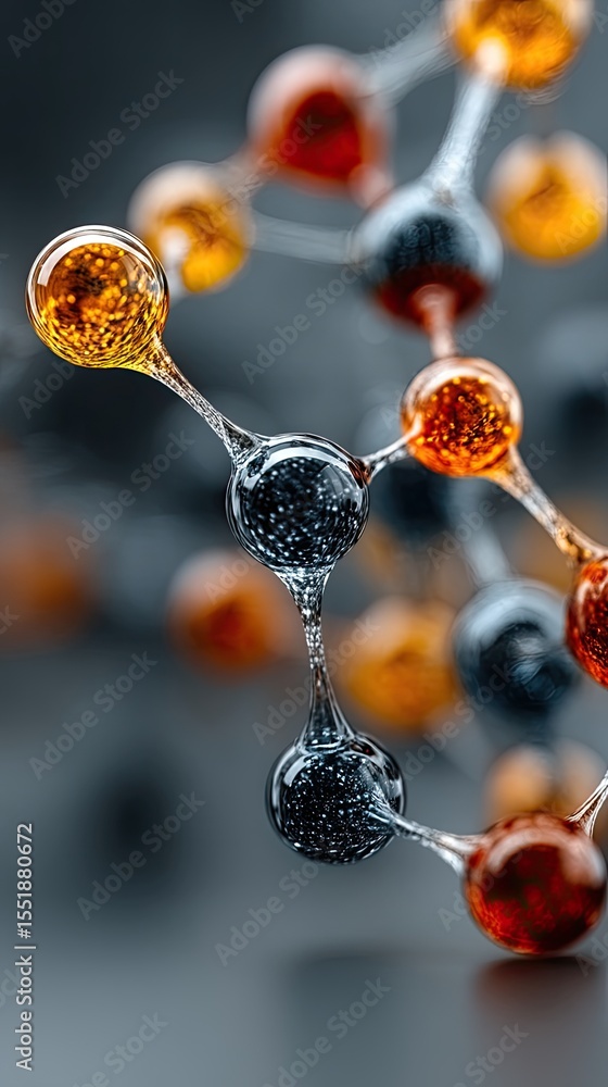 Poster abstract 3d rendering of interconnected spheres molecular structure