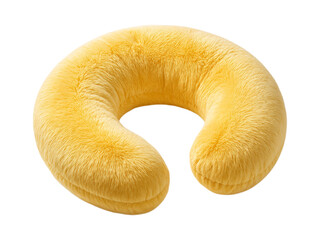 Cozy and Supportive Yellow U-Shape Neck Pillow for Travel, Home, and Relaxation, Soft Plush Material, Comfortable Design, Isolated on Transparent and White Background