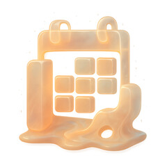 Melted Calendar Icon: A surreal and stylized image, a calendar icon appears to be melting, created with a smooth, glossy, and inviting material, the image evokes a sense of time.