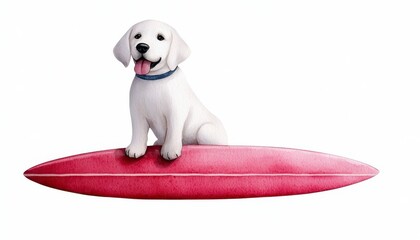 surfer dog at the beach. A canine companion enjoys coastal fun a playful pup revels in ocean waves sandy shores provide a happy haven for a furry friend a four legged adventurer