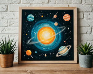 A drawing of the universe drawn with chalk on a blackboard