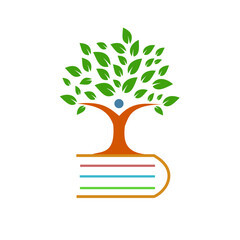 Tree Book Logo Vector Template