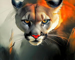 Mountain lion,oil painting