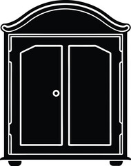 Cabinet with Chalkboard Door Outline Vector.