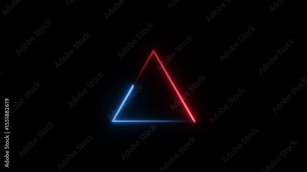 Poster simple neon triangle animation triangle animation by cyan neon on black background.