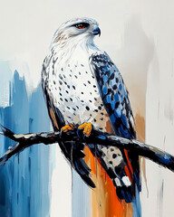 Gryfalcon perched on branch