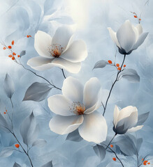 Whie and grey flower wallpaper