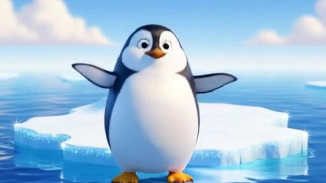  Kleiner niedlicher Pinguin auf einer Eisscholle
