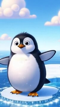  Kleiner niedlicher Pinguin auf einer Eisscholle