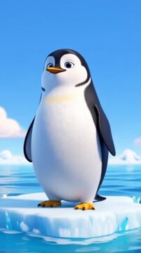  Kleiner niedlicher Pinguin auf einer Eisscholle