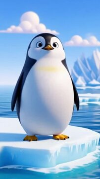 Kleiner niedlicher Pinguin auf einer Eisscholle