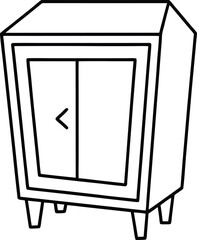Futuristic Asymmetrical Cabinet Icon Outline.