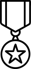 military medal vector outline icon on white or transparent background. Military Solid Editable Icon