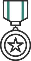 military medal vector outline icon on white or transparent background. Military Solid Editable Icon