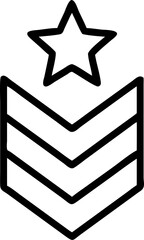 military rank vector outline icon on white or transparent background. Military Solid Editable Icon