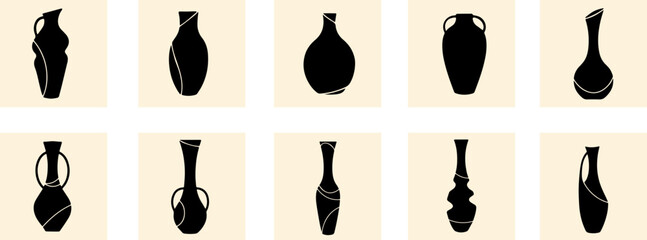 Abstract African Vases. Bohemian Ethnic Pottery Art Collection.